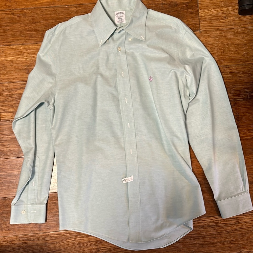 Brooks brothers teal blue 100% supine cotton Regent shirt